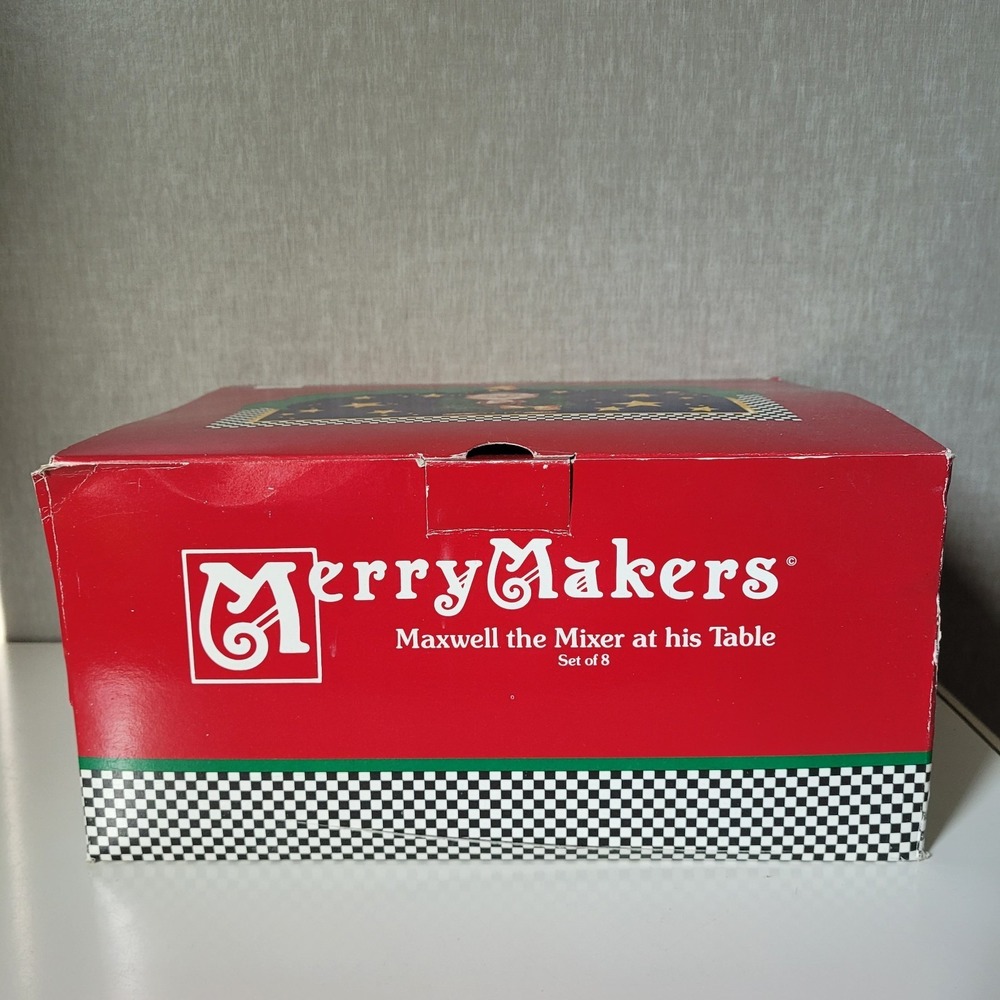 Vintage Dept 56 MerryMakers Maxwell the Mixer at‎ His Table Set 8pc Boxed 9372-6